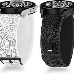 Vivomove Trend Bands, Lamshaw 20mm Soft Silicone Boho Engraved Fall Floral Sport Silicone Fancy Designer Flower Strap Replacement Straps Garmin Venu Sq 2/Venu Sq/Venu/Venu 2 Plus/Approach S12/Approach-picture-14