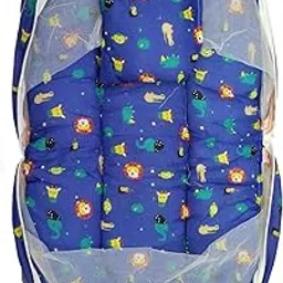 M.N. Traders Toddler Mosquito and Insect Protection Net/Mattress Multi Cartoon Design Print for Kids Moquito Protection | Set of 1 (Dark Blue Mosquito Net)-picture-59