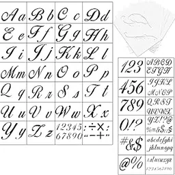 Letter Stencils 40pcs,Reusable Plastic Number Templates, 80 Cursive Alphabet & Numbers & Symbols, Upper and Lowercase Letters for Painting on Wood, Christmas, Poster,Glass, Farm House, Craft, Walls-picture-18