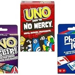 ARCADE GAMES U.n.o No Mercy, Flip and Phase 10 Card Game, Combo Pack of 3 image 1
