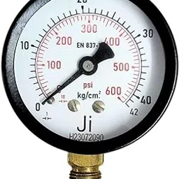 "Ji" Japsin Instrumentation Pressure Gauge, 2.5" Dial, Range 0-42 Kg/Cm2 with Dual Scale of 600 PSI, Direct Mounting Bottom Entry, Connection 1/4" BSP (M), MS Case & Brass Internals - Process control-image-34