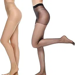 Cotson Women's Black & Beige Sheer Pantyhose/Stockings for Medium Size (Fits Waist 24"-34")-picture-43
