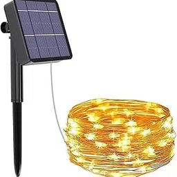 GIGAWATTS GW-501-100 100 LED Solar Fairy String Light 12m Decorative Lamp with 2V Panel 800 mAh Ni-MH BIS Approved Battery & 8 Modes for Home Outdoor Garden Yard (Pack of 1, Warm White)-image-2