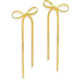 agriajun Trendy Bow Post Stud Gold Earrings for Women - Sparkly Cute Ribbon Drop Dangle Fashion Jewelry Gift-picture-54