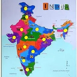 Lefan Wooden Indian Map Puzzles for Kids indentifier Board with Knobs Educational Puzzle Learning 2 3 4 5 6 7 8 Years Boys Girls Kids-picture-13
