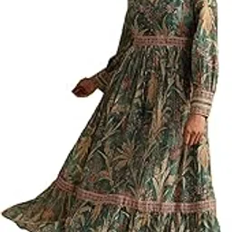 ritu kumar Green Botanical Print Chanderi Dress-picture-16