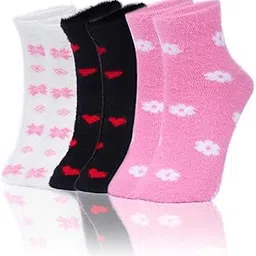 diversa Women Ankle Length Woollen Socks, Thick Winter Socks for Women, Soft Thermal Warm Slipper Socks, Multicolor Socks Combo, Cute Designer Warm Socks, Pack of 3-picture-52