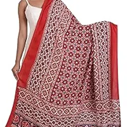 amrozia Ajrakh Print Premium Rayon Dupatta for Women (Multicolour; Free Size)-picture-26