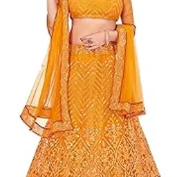Varni Fabrics Women's Partystyle Net Lehenga Choli With Zari and Embroidery Work-image-5