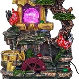 Craft Smith Polyresin Hen Design Tabletop Indoor 3 Steps Water Fountain for Home Decor with LED, Speed Controller Pump & Crystal Ball (Size: 24 x 19 x 34 CM |Colour: Multi | Weight: 1800 Gram)-picture-18