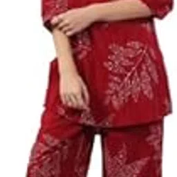 jisora Women's Red Printed Cotton Co-ord Set-picture-55