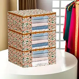 SHAPING FABRIC Garment Cover Non-Woven 90 GSM with Transparent Window & Double Metal Zipper – Pack of 3 | Dustproof Clothes Storage Bag for Sarees, Suits, Jackets, Shirts SBXLRL152493517524148525616 image 1