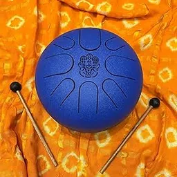Devotional India Happy Drum 8" Blue Tongue Drum Hand Pan Drum, 8 Notes, Iron, 22 x 22 x 14 cm, Includes 2 Drum Beaters, Cloth Bag, Meditation, Yoga, Gift-picture-27