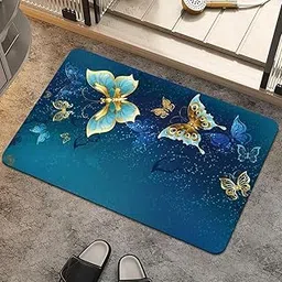 Wazdorf 3D Bathroom Mat - Non Slip Water Absorbent Texture Square Bathroom Shower Mat Thin Shower Rugs, Perfect for Home Office & Kitchen, Bathroom Decor(60 * 40) (Butterfly)-image-77