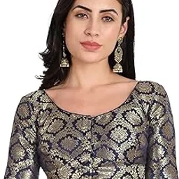 jisb Women's Heavy Brocade Round Neck Saree Blouse-picture-17
