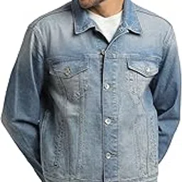 Men Light Blue Classic Trucker Jacket-image-33