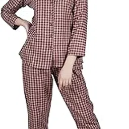 house of md Women's Woollen Three Quarter Sleeve Night Suit with Lapel Collar-picture-54