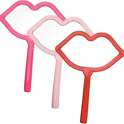 Beavorty 3pcs Portable Handheld Makeup Mirror Irregular Lip-Shaped Cosmetic Mirrors Travel-Friendly for Makeup Hair Care Pink Rose Red Red Colors-picture-38