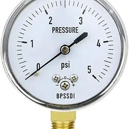 BPSSDI 0-5 Psi Low Pressure Gauge, Capsule Gauge, 304 Stainless Steel Case, 2.5" Dial Size, 1/4" NPT Lower Mount, Zero Adjustment, for Air Water Gas Pressure Test-image-18