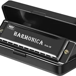 Harmonica 10 Hole 20 Tones with Case, Mouth Organ for Beginners, Musical Instrument Harmonica, Students, Kids & Professionals, black, (Pcs-1).-picture-18