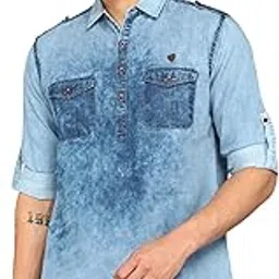 kuons avenue Men's Denim Pathani Kurta-picture-42