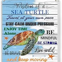 Inspirational Quote Sea Turtle Wood Sign Wisdom of a Sea Turtle Wooden Signs Rustic Hanging Plaque Home Wall Art 8" x 10" Sign Wall Decor for Home Office-image-29