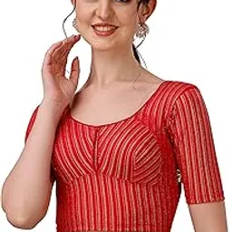 sft Round Neck Cotton Lycra Stretchable Elbow Sleeves Readymade Saree Blouse for Women Stylish-picture-28