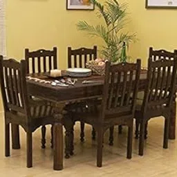 Shubam Decor Solid Sheesham Wood 6 Seater Royal Dining Table with 6 Chairs for Dining Room Home | Wooden Dining Table 6 Seater | Dining Room Sets | Finish Color - Walnut Finish-picture-41