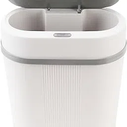 ATEVON 12L Smart Motion Sensor Trash Can – Oval Touchless Plastic Dustbin with Lid for Bathroom, Kitchen, Bedroom, Office – Battery Operated Automatic Waste Bin (White)-picture-14