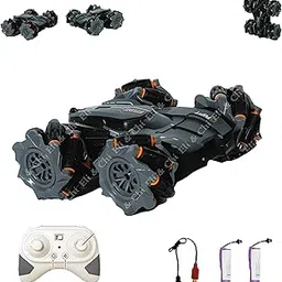 Eli & Chi 4 Wheel Drive Double Sided RC Stunt Toy Car: Drift Toy for Kids - Remote Control Racing, 360° Rotation, with 2 Rechargeable Battery (Multi Colour)-picture-25