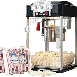 CORNRUSH Popcorn Popper Machine-4 OZ Vintage Professional Popcorn Maker Theater Style with Nonstick Kettle Warming Light and Serving Scoop. (Black)-picture-12