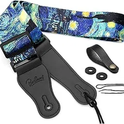 Van Gogh "Starry Night" Guitar Strap Includes Strap Button & 2 Strap Locks Shoulder Strap For Bass, Electric & Acoustic Guitar-picture-22