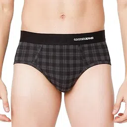 underjeans Men Black-Check Cotton Blend Brief-picture-38