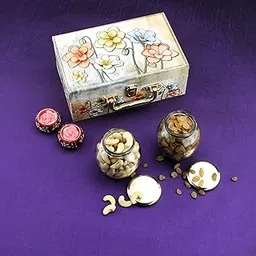 SFU E Com Premium Dry Fruit Flower Breifcase | Glass Jar Loaded with Fresh Cashew and Raisin, 2Pcs. Designer Diya | Premium Dry Fruit Gift Hamper for Diwali, Rakhi, New Year, Corporate Gifting | 020-image-46