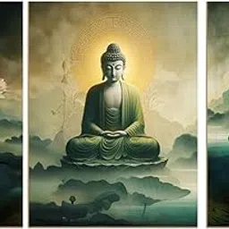 Buddha Blessings – Calm & Spiritual Home Decor UV textured MDF board | Set of 3 | 12 * 18 inch | for living room decor and home decor with double side gumming tape on backside-picture-27