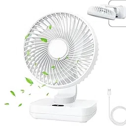 MERTTURM USB Desk Fan, Mini Portable Cooling Table Fan with 4 Speeds, 4000mAh Rechargeable Battery Operated Small Quiet Desktop Fan, 360° Adjustment Personal Silent Fan for Home Office Outdoor Travel-image-1