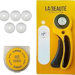LABEAUTE 45mm Rotary Cutter for Fabric, Cloth, Tailoring, Sewing, Quilting, and Crafts with 5 Extra Blades (Yellow)-picture-15