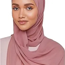 an nisa (the woman) Dusty Rose Chiffon Hijab/Scarf/Dupatta/Neck Wrap (Size - 180 * 70cm)-picture-45