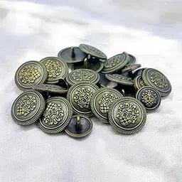 REENA Antique Gunmetal Bronze Round Buttons - 12pc Set (6 Big + 6 Small) Metal Buttons for Coats, Blazers, Sherwanis, Suits & Uniforms-picture-50