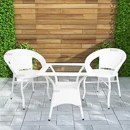 BRISHI Garden Patio Seating Chair and Table Set Outdoor Balcony Garden Furniture Coffee Chair Table Set- Square Table (White, 2 Seater)-picture-25