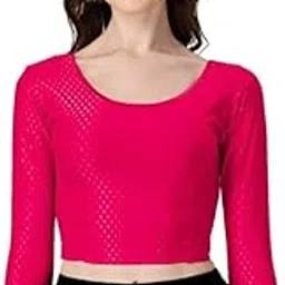 Cotton Lycra Dobby Full Sleeves Saree Blouse Readymade Crop Top Choli for Girls & Womens-image-73