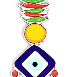 Skywalk Collectible Lucky Wooden Evil Eye/Nazar Nimbu Mirchi Fridge Magnet,Perfect for Home and Gifting-picture-42