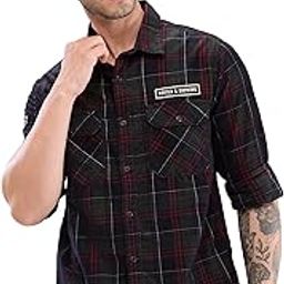 spykar Full Sleeve Slim Fit Checkered Green Shirts for Men-picture-17