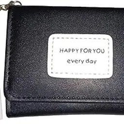syga Women's Small Wallet Three-Fold Simple Folding Student Fresh Tassel Mini Card Slot Coin Purse(Black)-picture-26