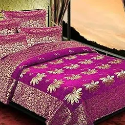 FABRIC EMPIRE Premium Velvet Double Bed Cover with 2 Pillow Covers_Size-90X100 Inch_Colour-Pink-picture-45