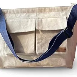 perkyy bags PERKYY Canvas Duffel Bag Small Messenger Bags for Men Women | Multiple Front Pockets, Sling Bag for Men Crossbody Adjustable Shoulder Strap-picture-41