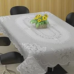 MONKDECOR (O.F Attractive Net Cotton Floral Design 2 Seater Center Table Cover (Size-40x60 Inches) Plain Cream-picture-10