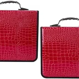 2 Pcs CD DVD Media Storage Case Large 400-Capacity PU Leather Bag Wallet Allbum Holder Pouch for Car Home Office Travel Red-image-37