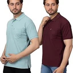 insprie Men's Solid Polo Neck Polyester T-Shirt with Front Pocket Half Sleeve Combo-picture-37