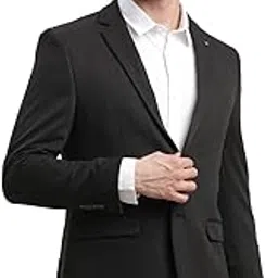 turtle Men Poly Viscose Casual Black Blazer||Men's Black Blazer-picture-48